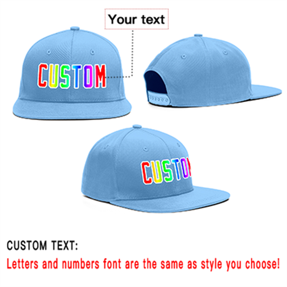 Custom Light Blue Gradient Outdoor Sport Baseball Cap