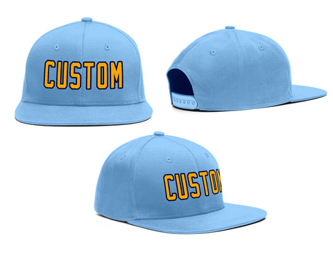 Custom Light Blue Yellow-Navy Outdoor Sport Baseball Cap