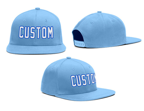 Custom Light Blue White-Blue Outdoor Sport Baseball Cap