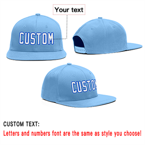 Custom Light Blue White-Blue Outdoor Sport Baseball Cap