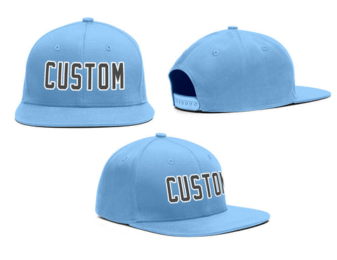 Custom Light Blue Gray-White Outdoor Sport Baseball Cap
