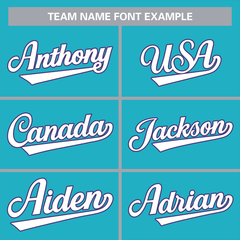 teal baseball jerseys font style