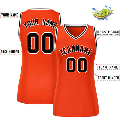 Custom Orange Black-White Classic Tops Mesh Basketball Jersey for Women