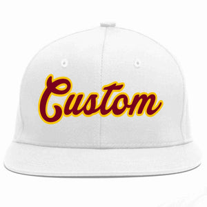 Custom White Crimson-Gold Casual Sport Baseball Cap