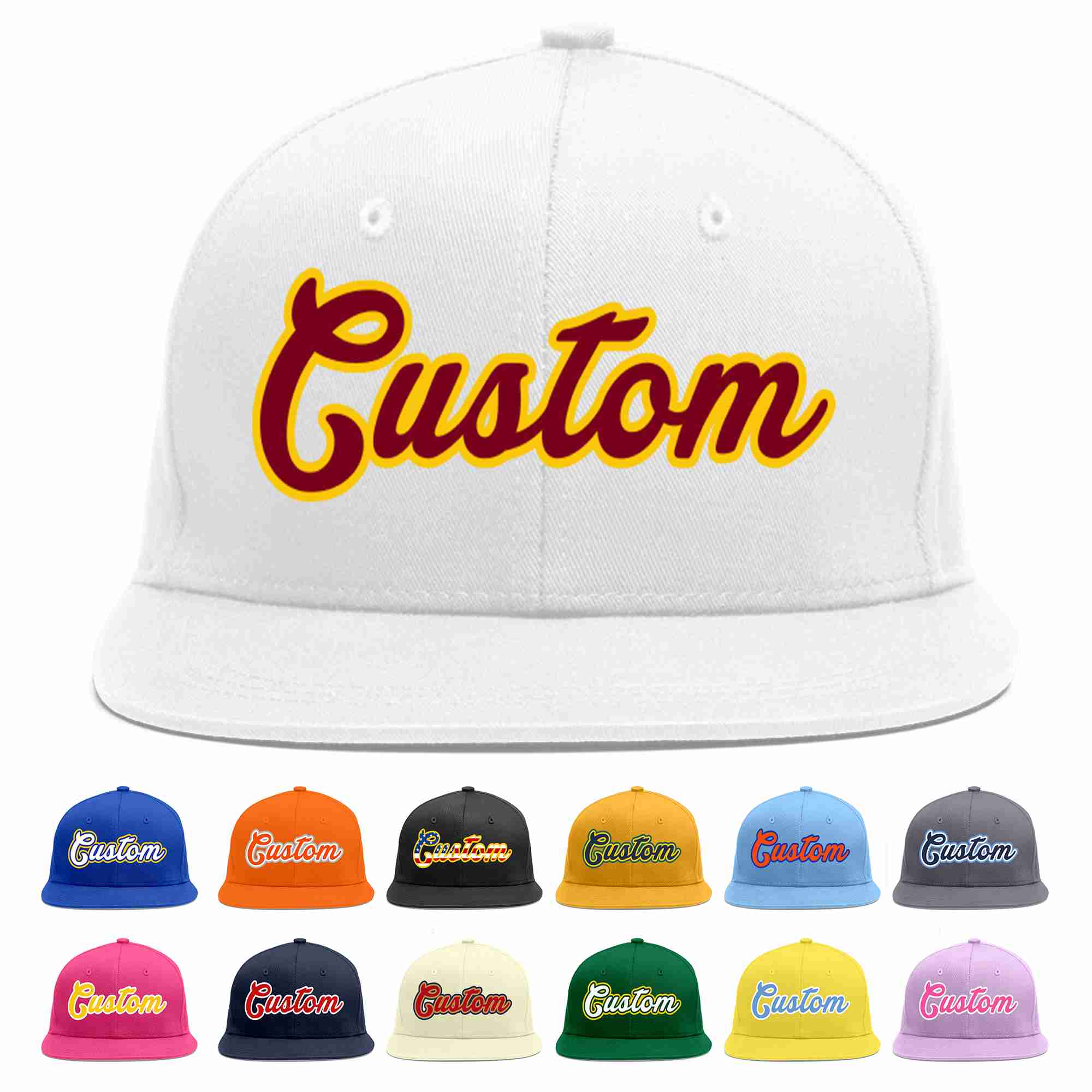 Custom White Crimson-Gold Casual Sport Baseball Cap