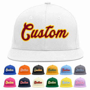 Custom White Crimson-Gold Casual Sport Baseball Cap