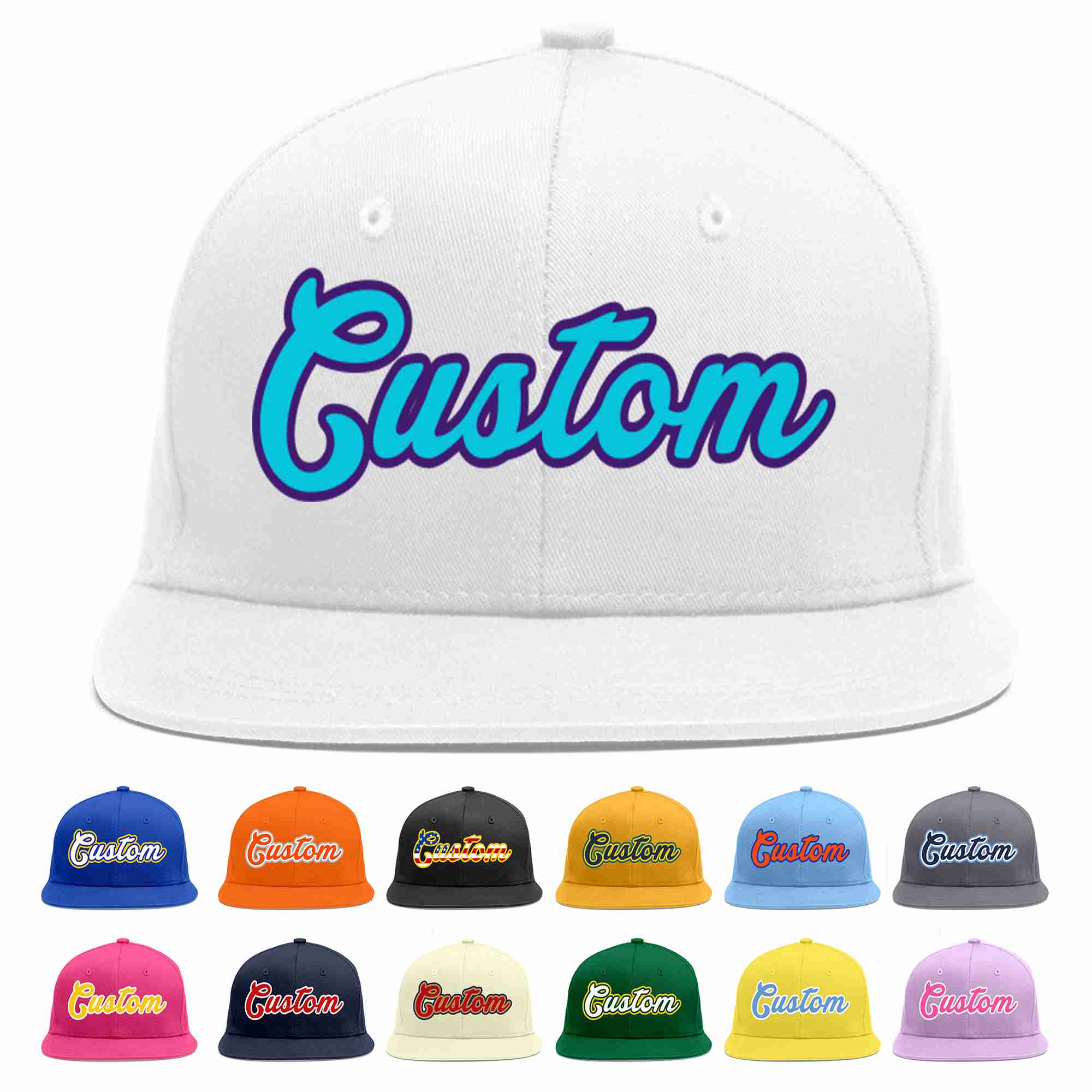 Custom White Light Blue-purple Casual Sport Baseball Cap