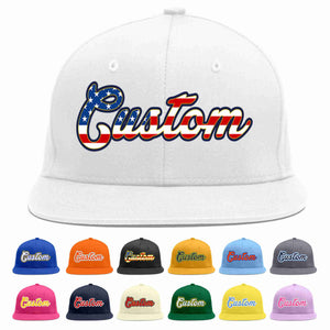 Custom White Vintage USA Flag-Gold Casual Sport Baseball Cap