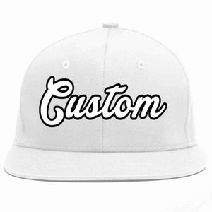 Custom White White-Black Casual Sport Baseball Cap