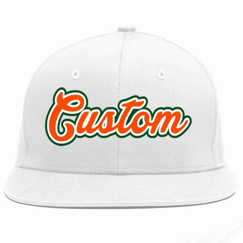 Custom White Orange-White Casual Sport Baseball Cap