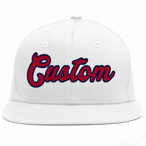 Custom White Red-Navy Casual Sport Baseball Cap