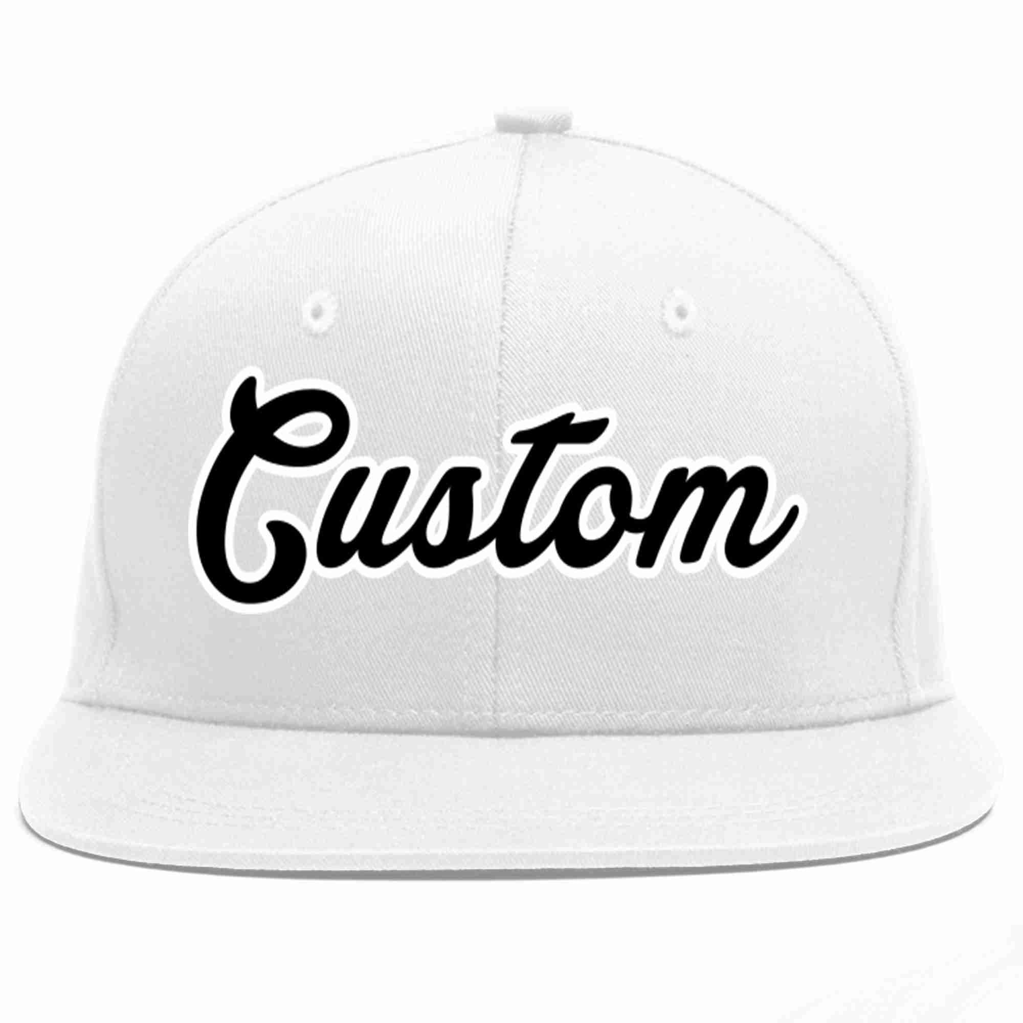 Custom White Black-White Casual Sport Baseball Cap