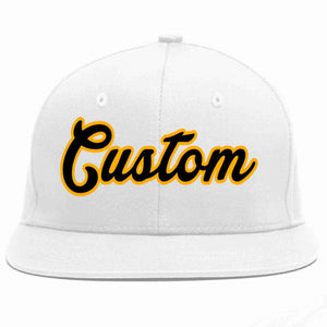 Custom White Black-Yellow Casual Sport Baseball Cap