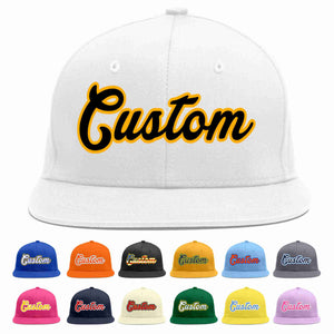 Custom White Black-Yellow Casual Sport Baseball Cap