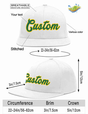 Custom White Kelly Green-Gold Casual Sport Baseball Cap