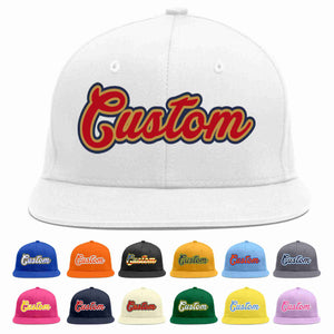 Custom White Red-Old Gold Casual Sport Baseball Cap