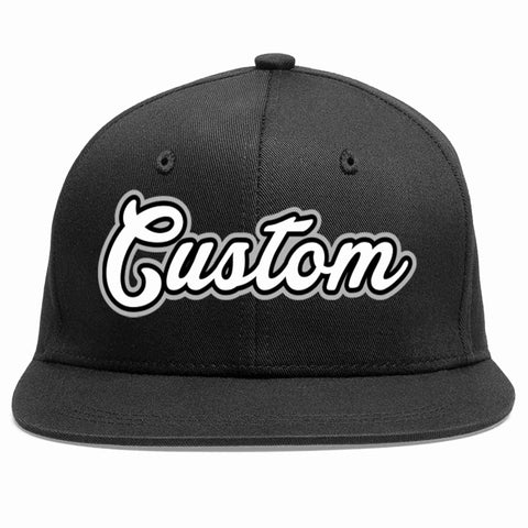 Custom Black White-Black Casual Sport Baseball Cap