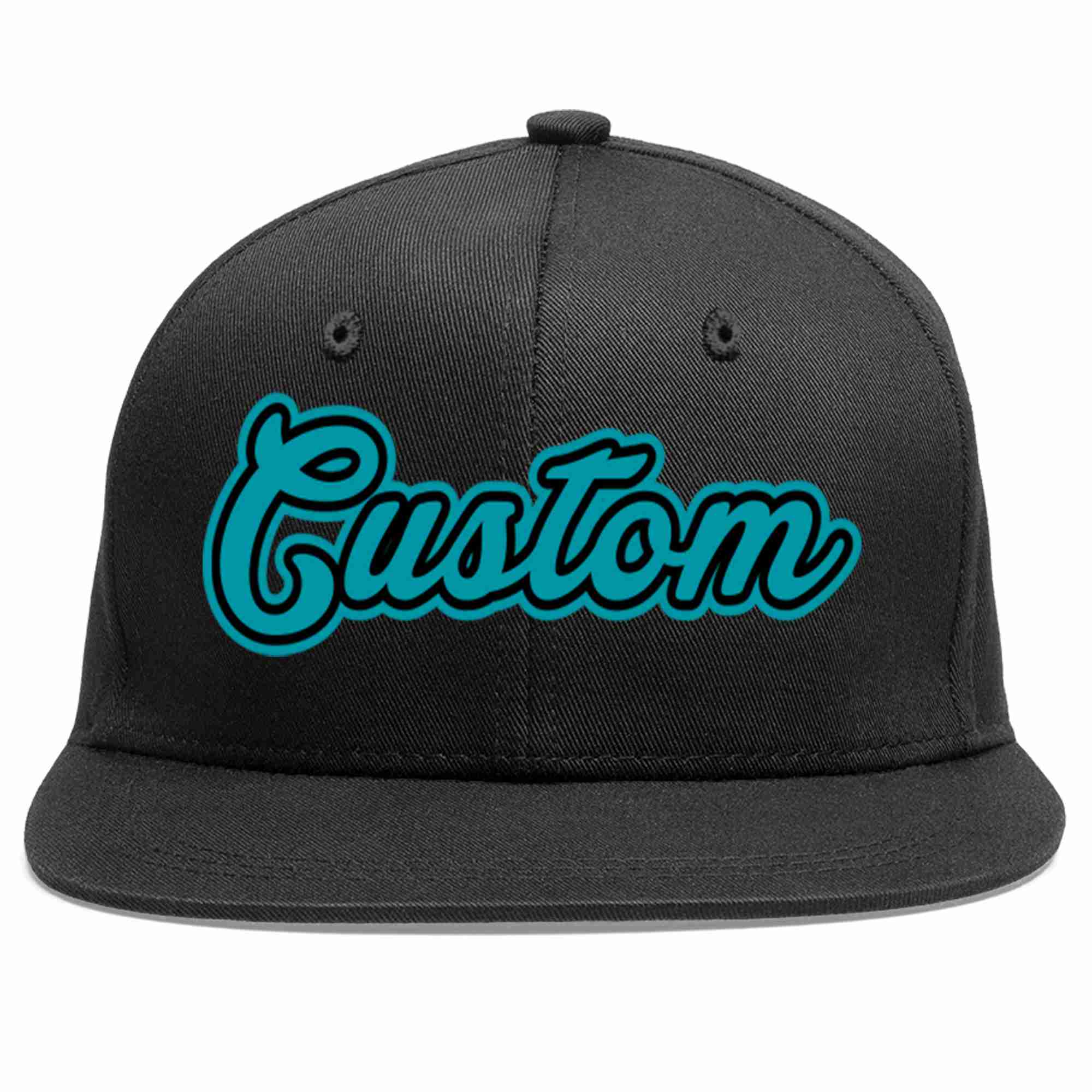 Custom Black Aqua-Black Casual Sport Baseball Cap