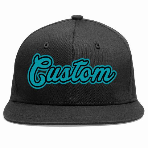 Custom Black Aqua-Black Casual Sport Baseball Cap