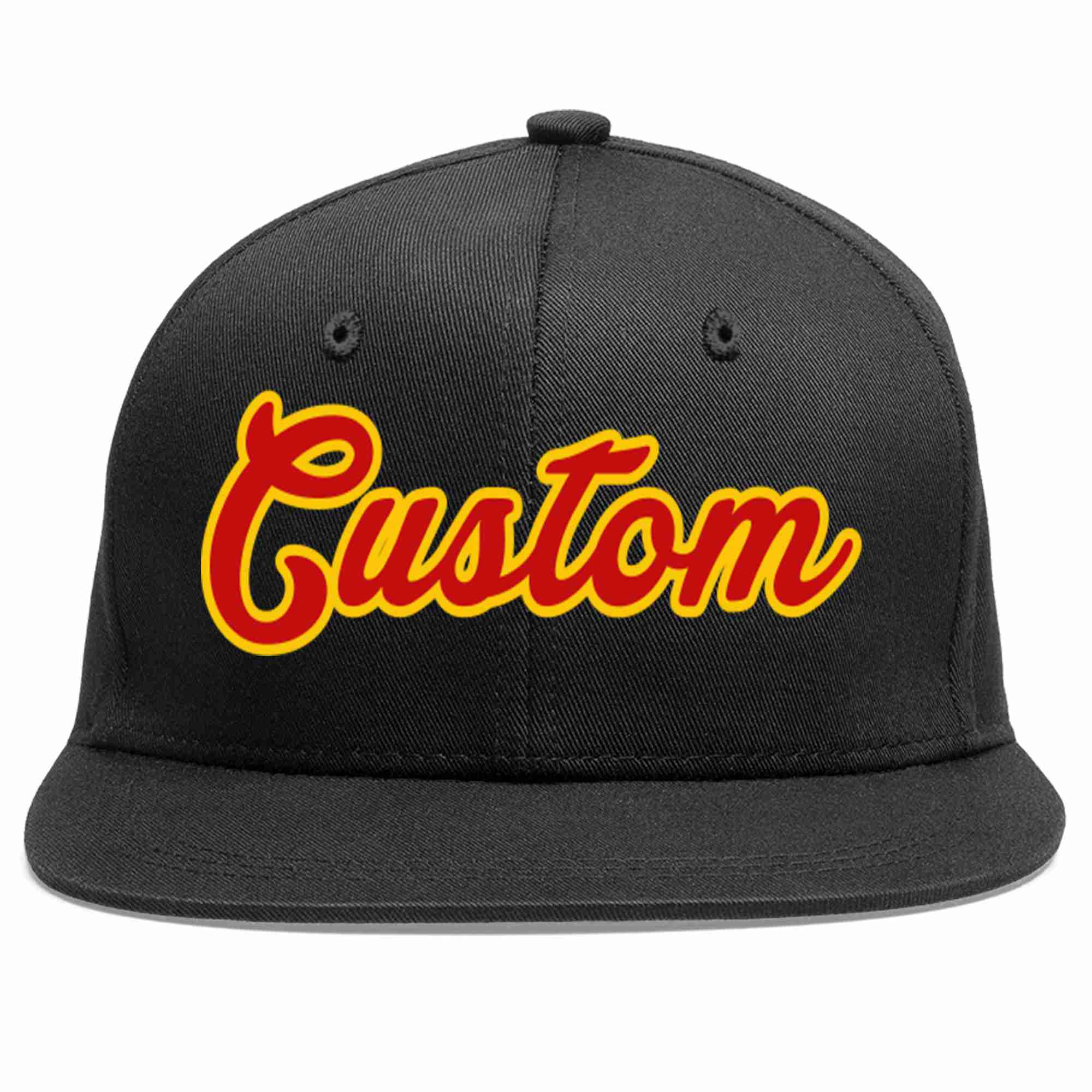 Casquette de baseball sport décontractée noire rouge-jaune personnalisée