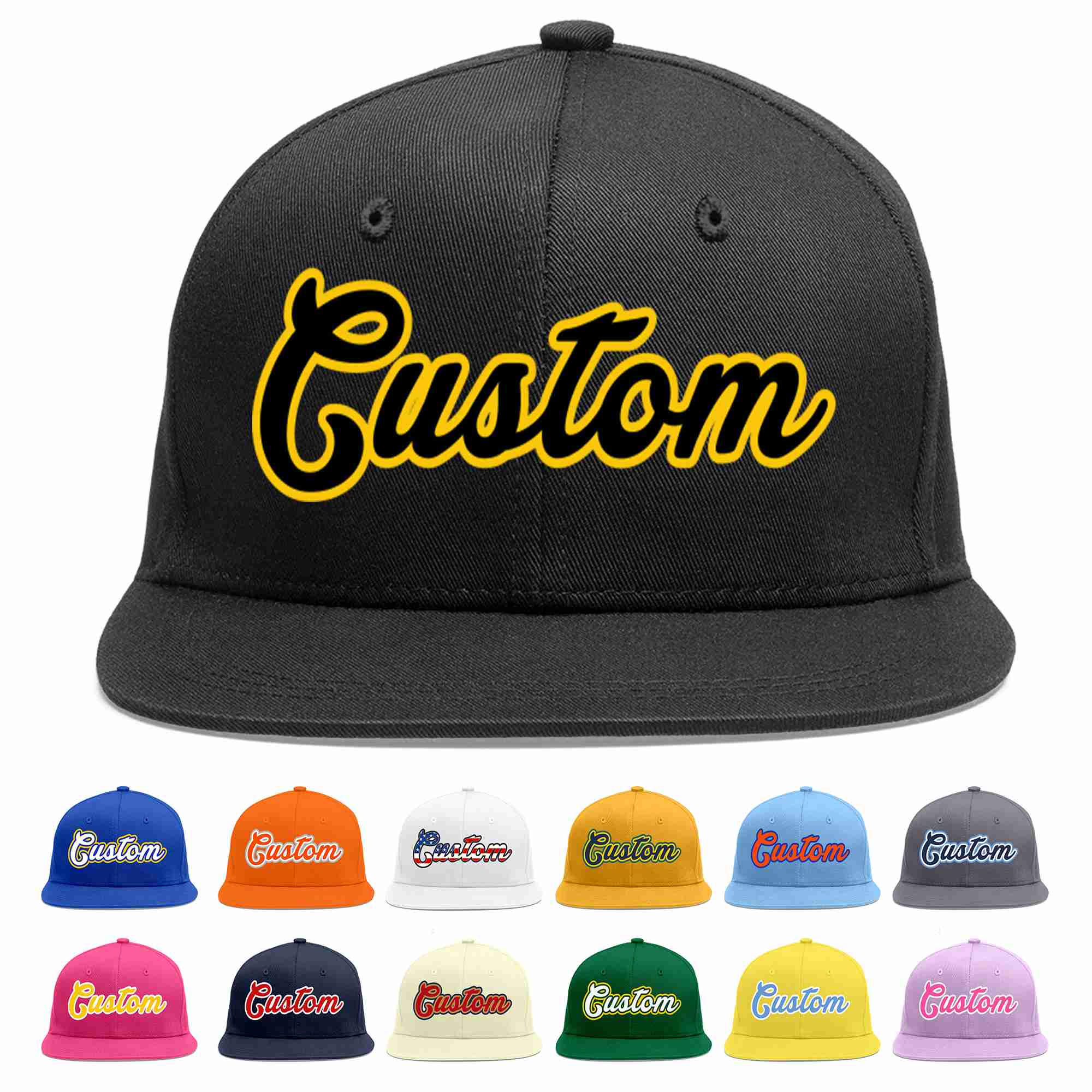 Custom Black Black-Gold Casual Sport Baseball Cap