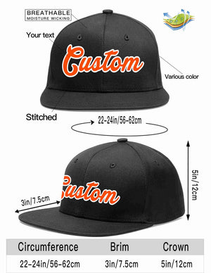 Custom Black Orange-White Casual Sport Baseball Cap