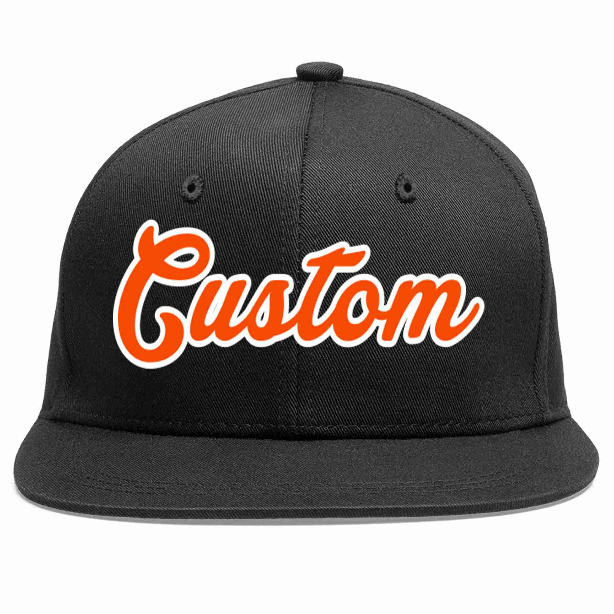 Custom Black Orange-White Casual Sport Baseball Cap