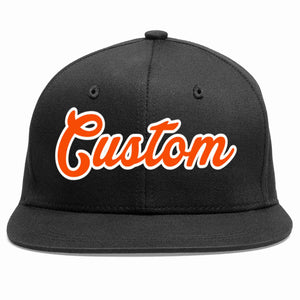 Custom Black Orange-White Casual Sport Baseball Cap