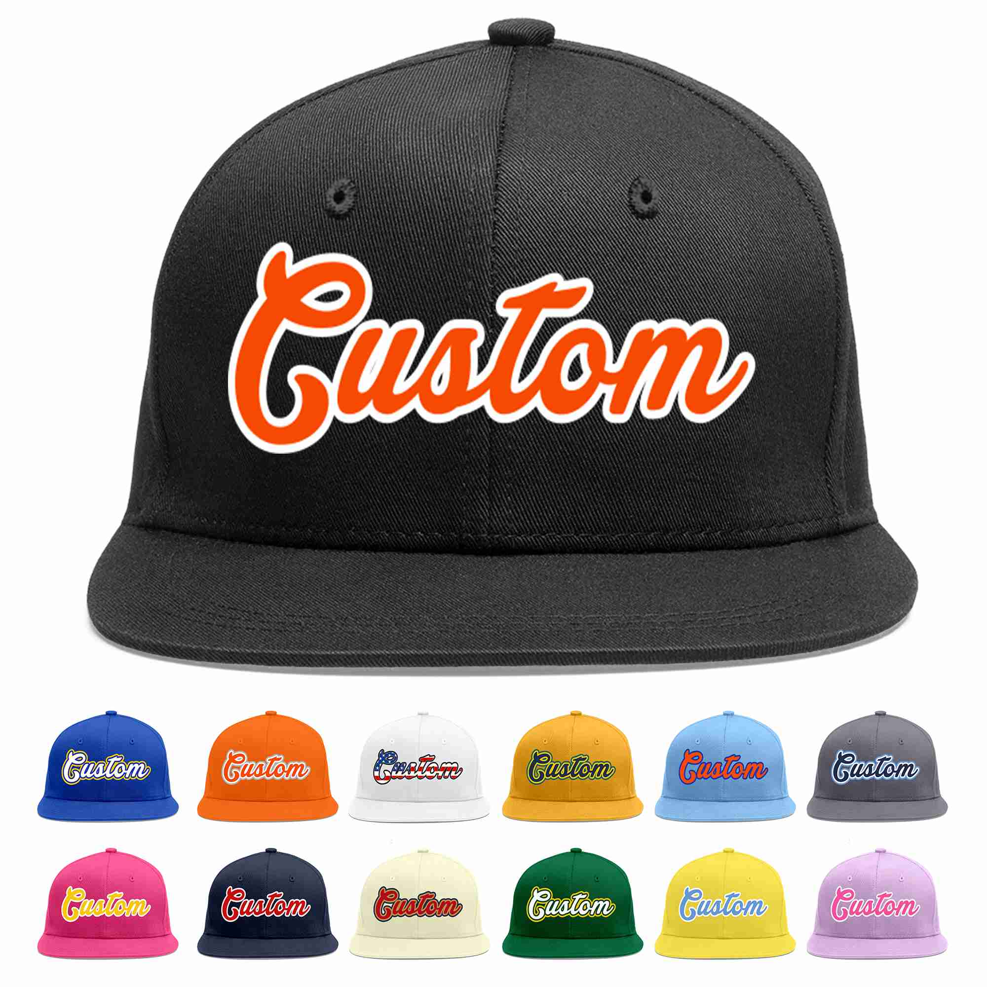 Casquette de baseball sport décontractée personnalisée noir orange-blanc