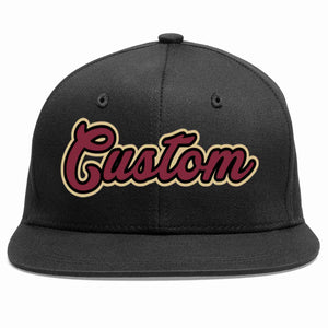 Custom Black Crimson-Black Casual Sport Baseball Cap