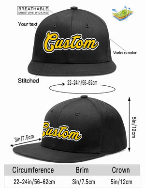 Custom Black Gold-Black Casual Sport Baseball Cap