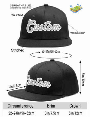 Custom Black Gray-White Casual Sport Baseball Cap