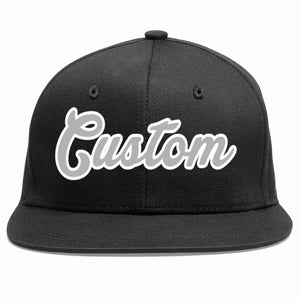 Custom Black Gray-White Casual Sport Baseball Cap