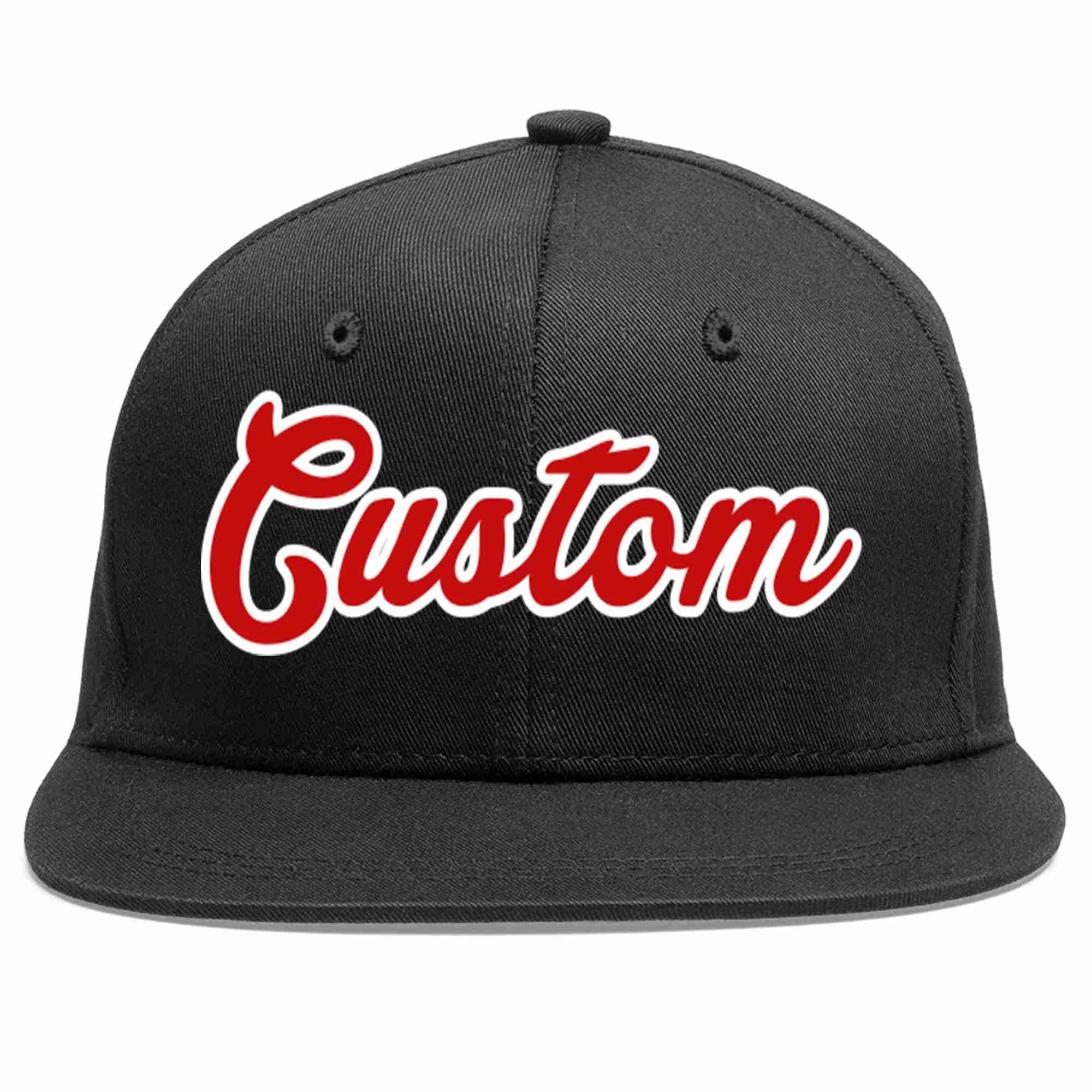 Custom Black Red-White Casual Sport Baseball Cap