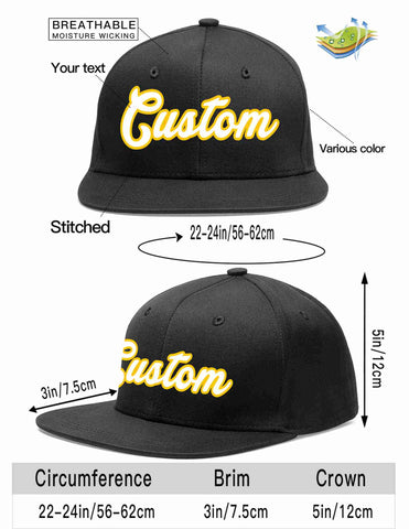 Custom Black White-Gold Casual Sport Baseball Cap