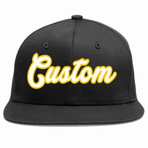 Custom Black White-Gold Casual Sport Baseball Cap