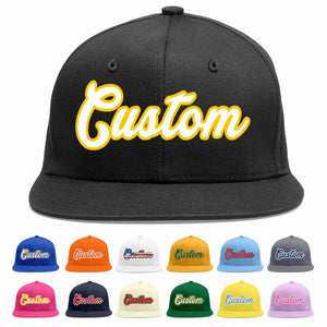 Custom Black White-Gold Casual Sport Baseball Cap