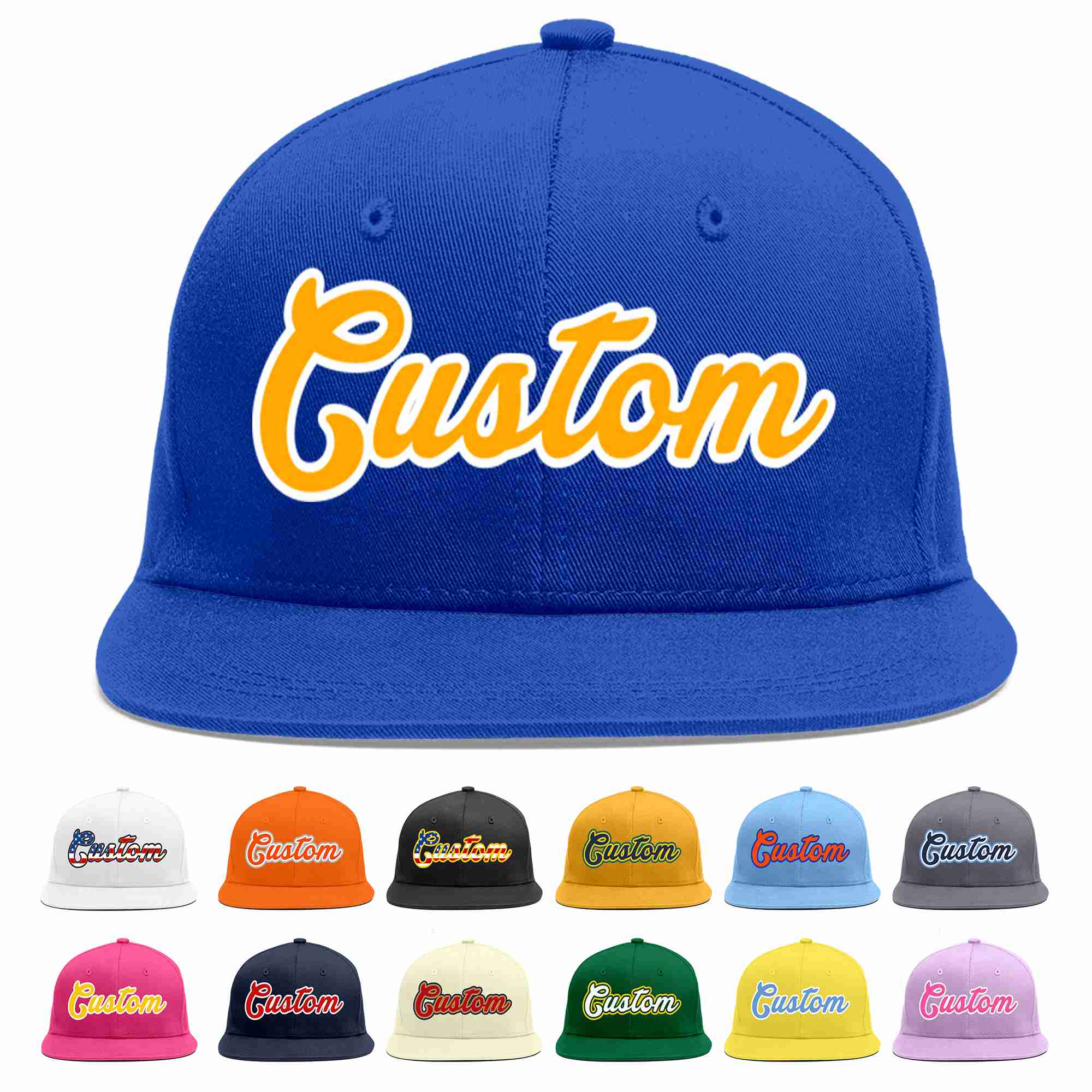 Custom Royal Yellow-White Casual Sport Baseball Cap