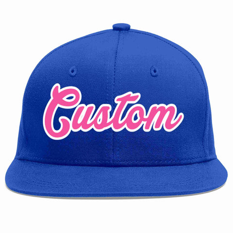 Custom Royal Pink-White Casual Sport Baseball Cap