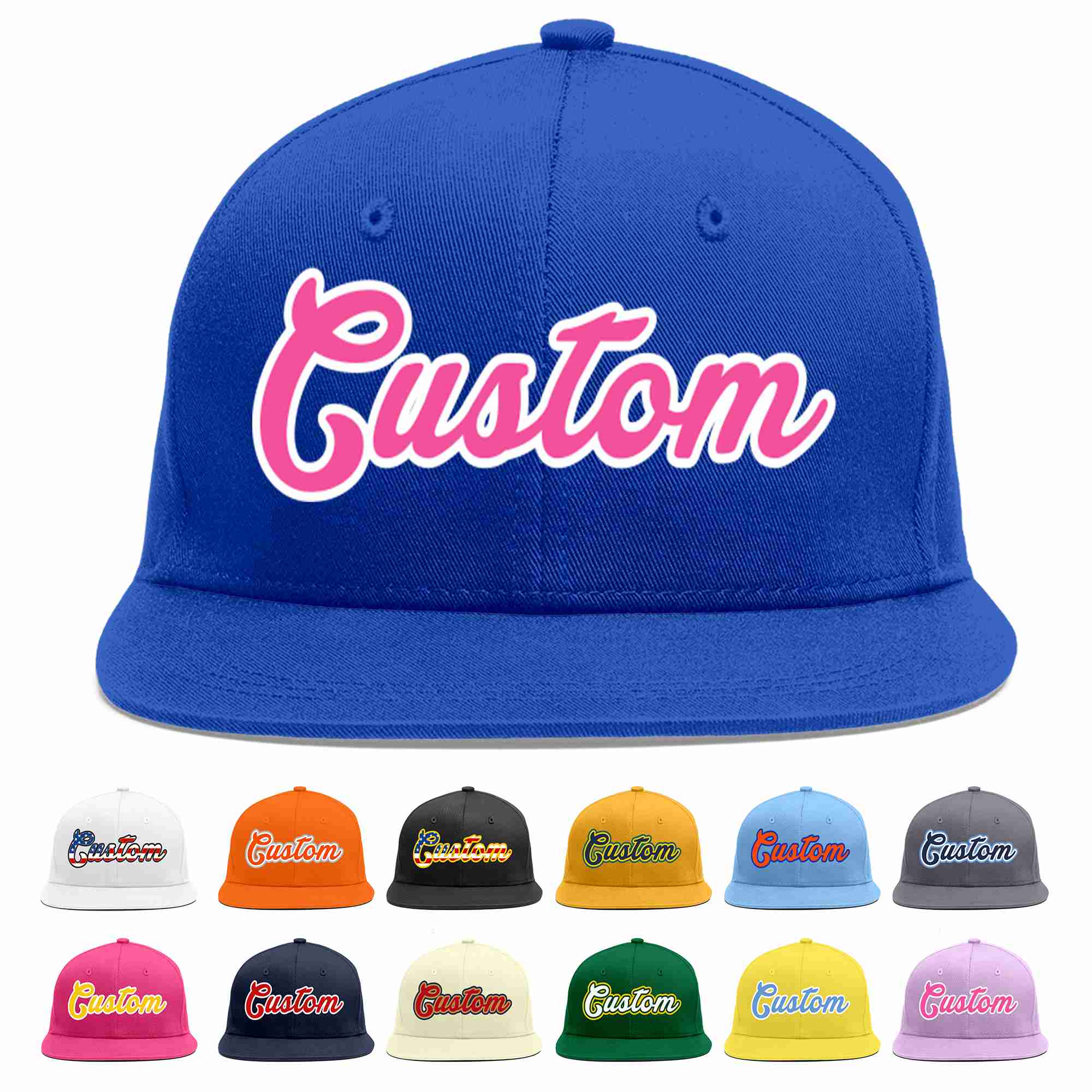 Custom Royal Pink-White Casual Sport Baseball Cap