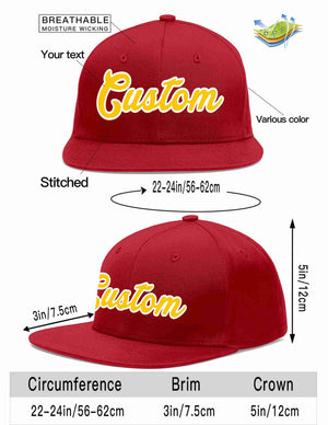 Custom Red Gold-White Casual Sport Baseball Cap