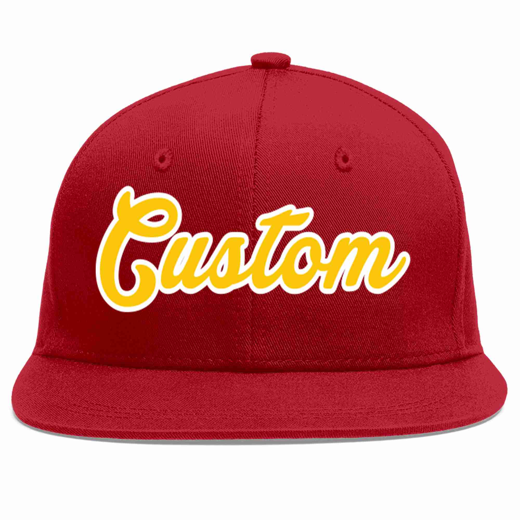 Custom Red Gold-White Casual Sport Baseball Cap