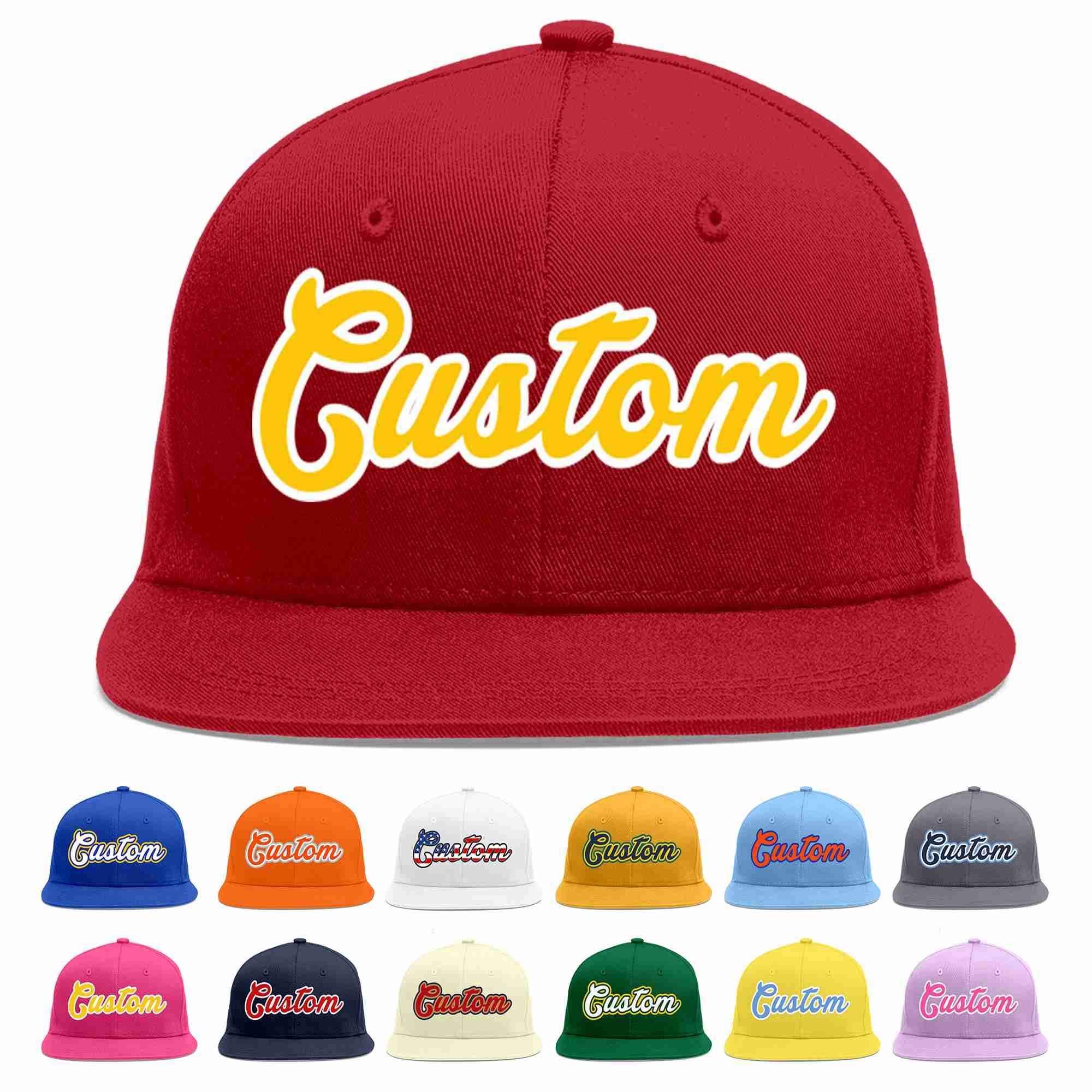 Custom Red Gold-White Casual Sport Baseball Cap