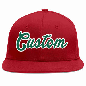 Custom Red Kelly Green-White Casual Sport Baseball Cap