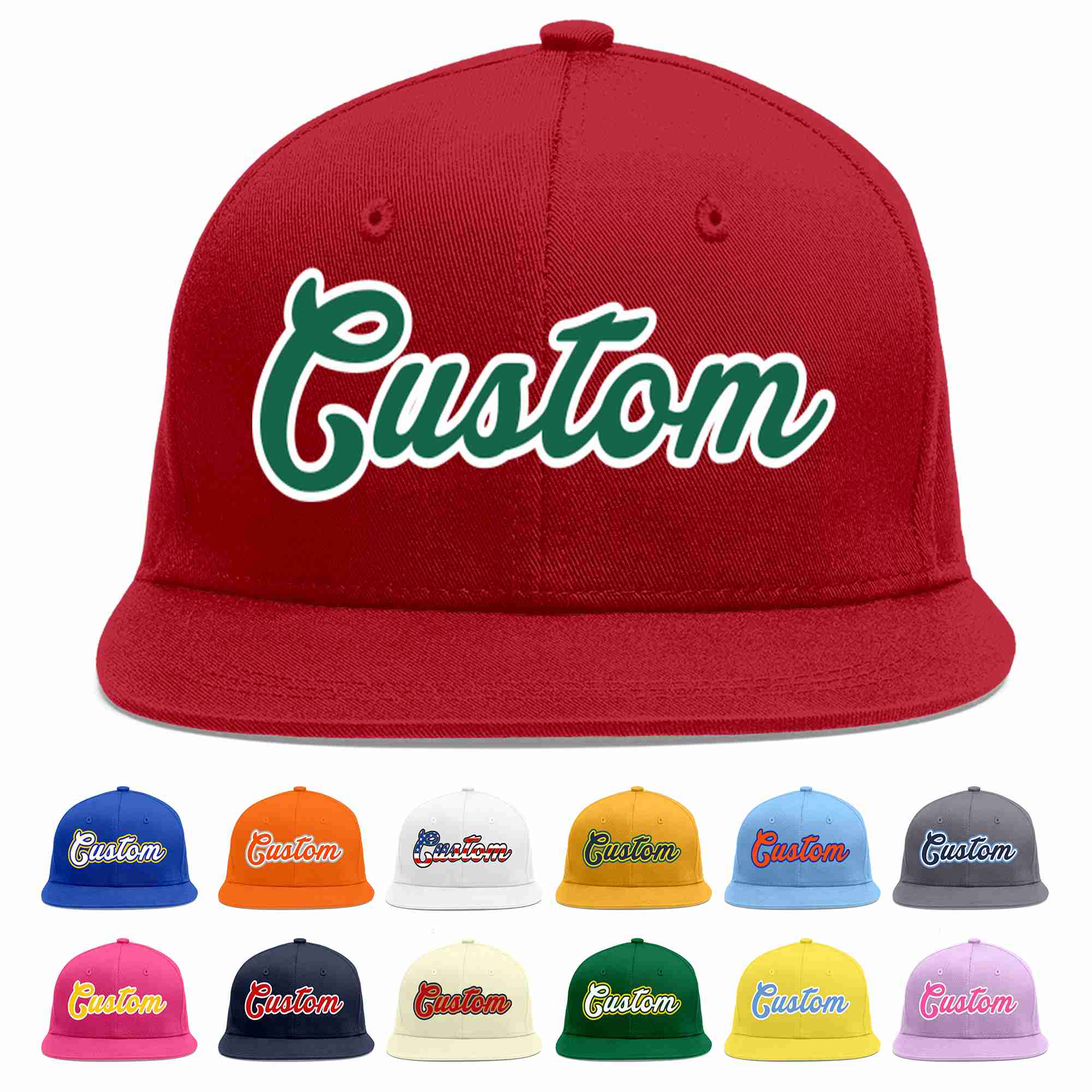 Casquette de baseball sport décontractée rouge Kelly vert-blanc personnalisée