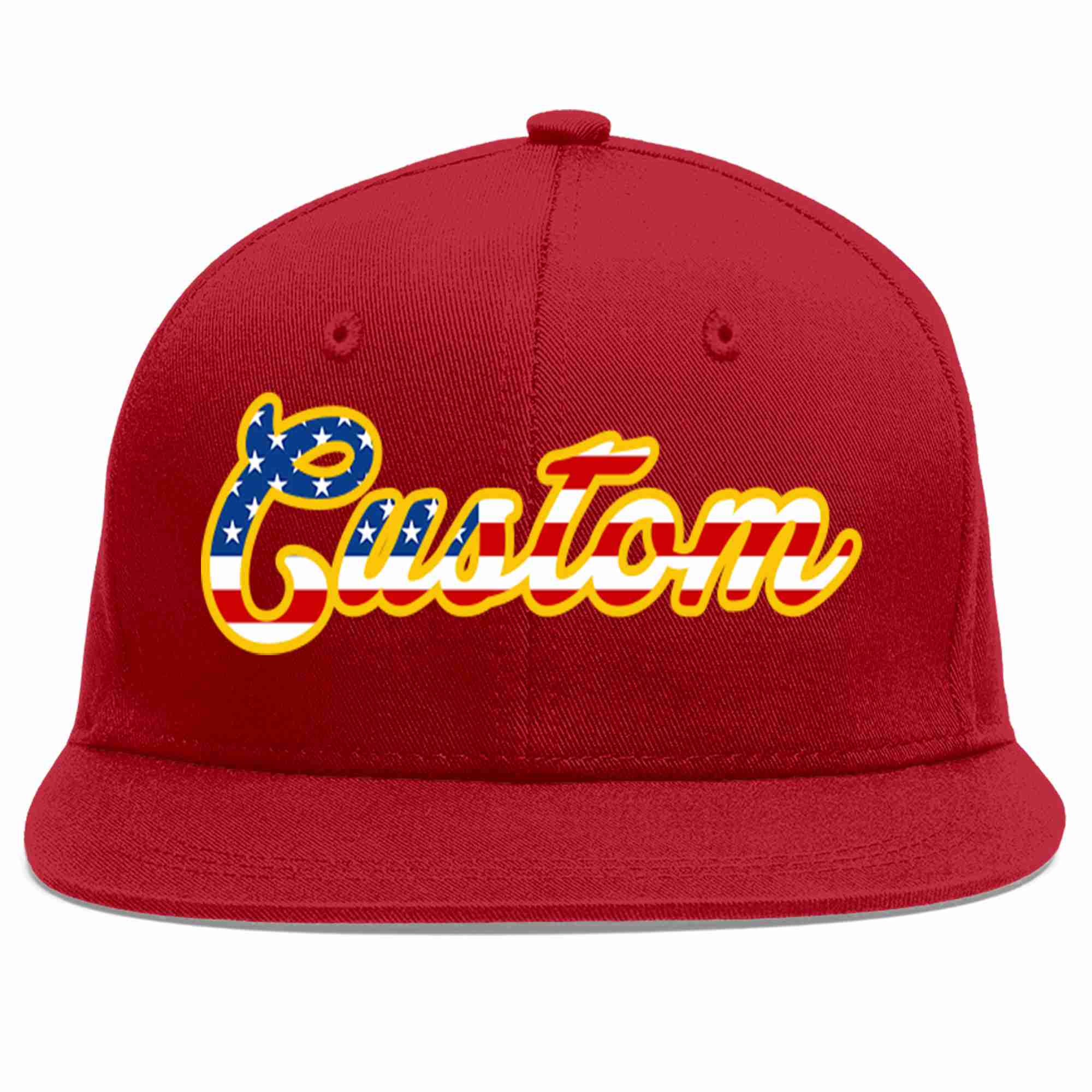 Casquette de baseball de sport décontractée, drapeau américain Vintage rouge personnalisé-or