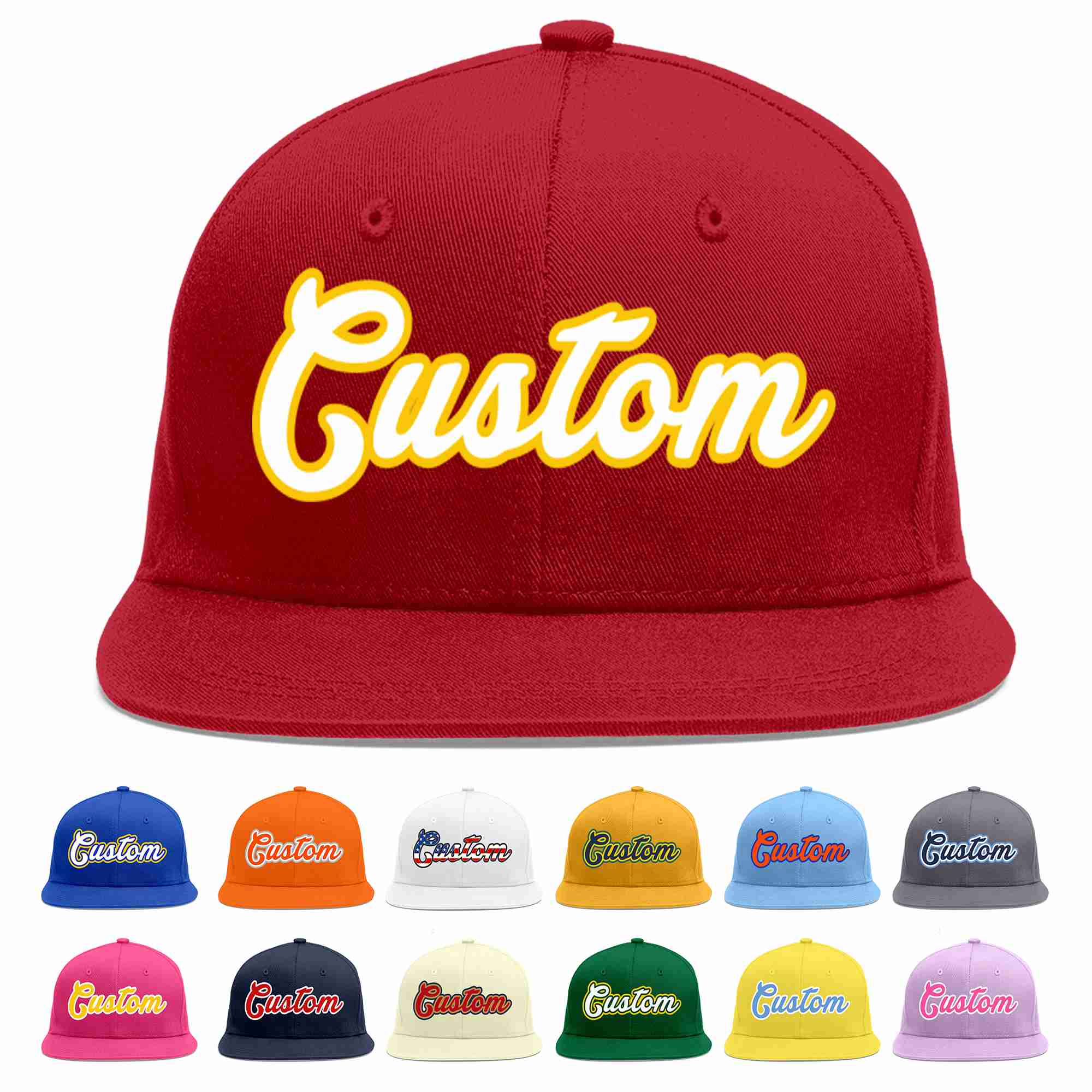 Custom Red White-Gold Casual Sport Baseball Cap