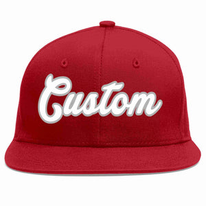 Custom Red White-Gray Casual Sport Baseball Cap