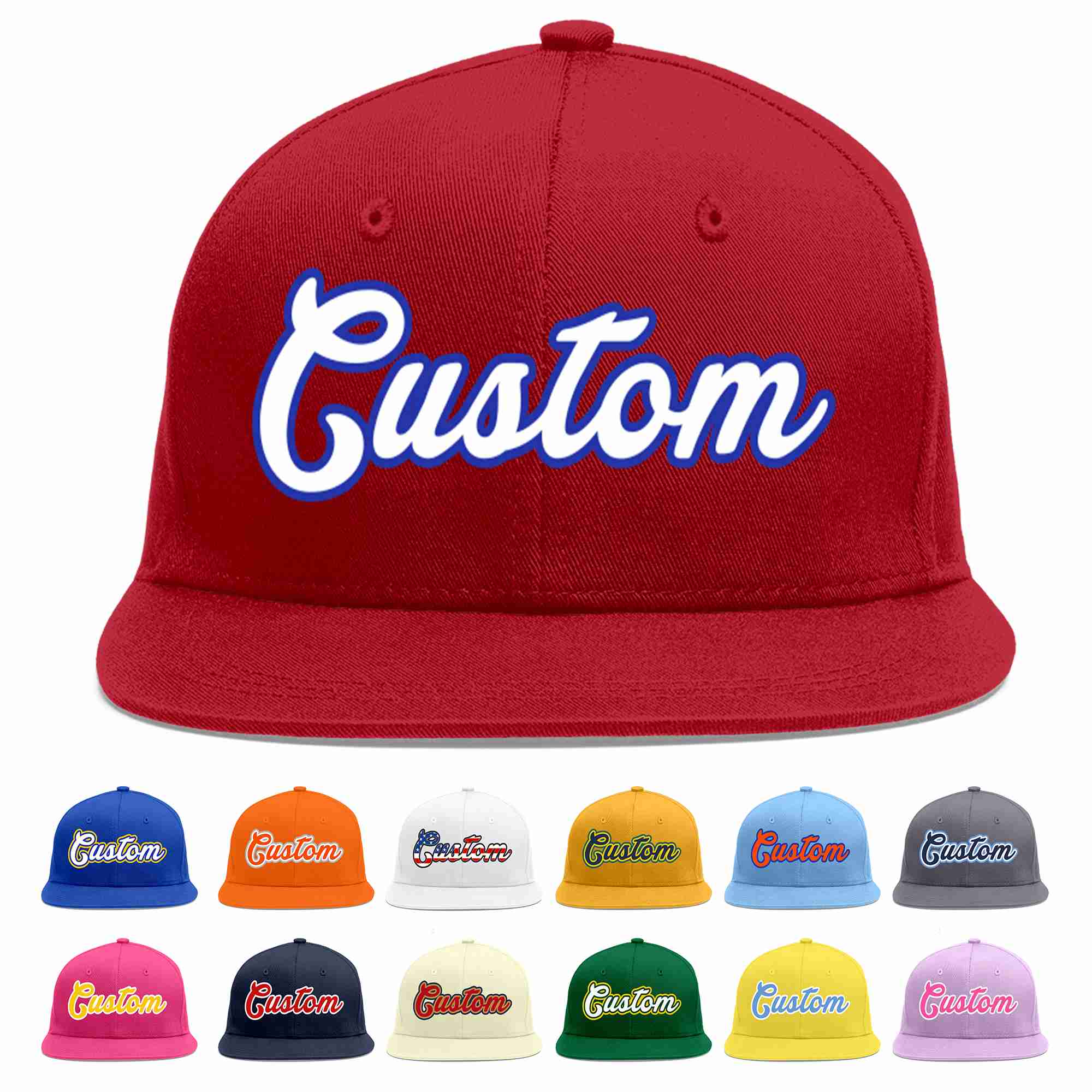 Casquette de baseball sport décontractée rouge blanc-royal personnalisée