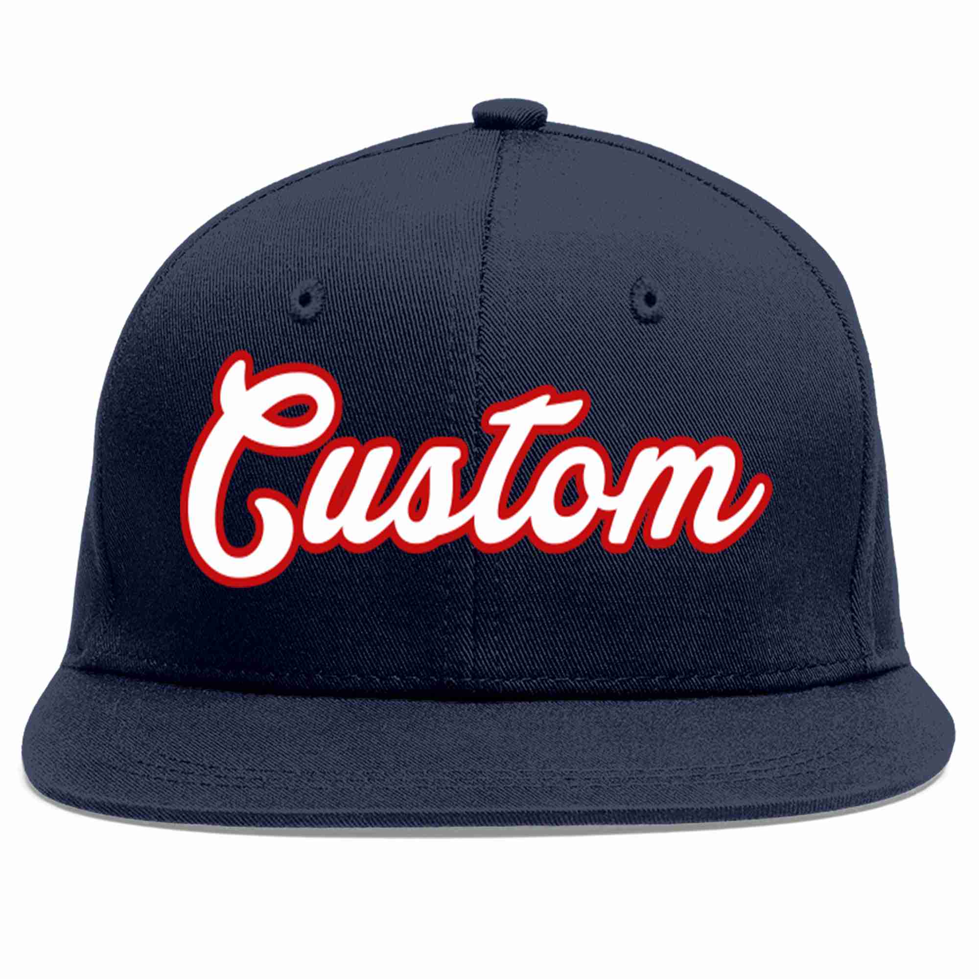 Casquette de baseball sport décontractée personnalisée bleu marine blanc-rouge